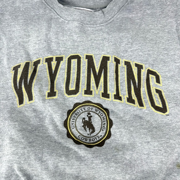 Vintage 90's Soffe University of Wyoming Cowboys Gray Crewneck Sweater - Picture 2 of 11